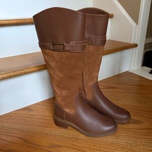 Clarks Maye Carly Women's Leather Knee-High Brown Equestrian Boots Size: 7 1/2
